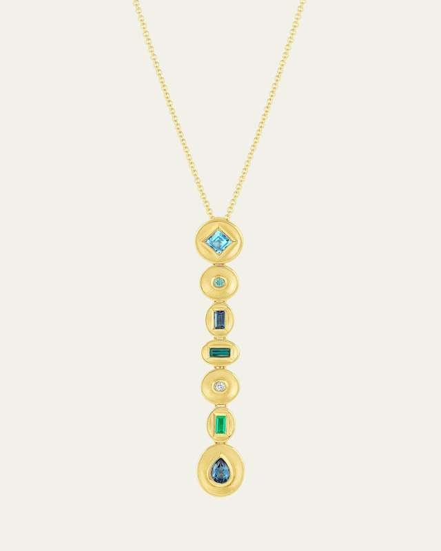 18K Gold Stardust Bezel Lariat Necklace